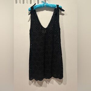 CARTOLINA NANTUCKET Black Eyelet Sleeveless Coverup Dress / Size Medium /